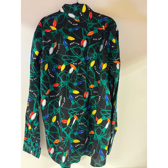 North Pole Trading Co Men’s Christmas Shirt Sz 2XL Get Lit Office Party Novelty - Picture 8 of 8
